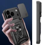 Hybrid Armor Camshield With Stand And Camera Black iPhone 17 Pro Max Tok