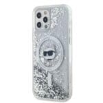 Karl Lagerfeld KLHMP12MLGCHSGH Hardcase transparent Liquid Glitter Choupette He iPhone 12 / 12 Pro Tok