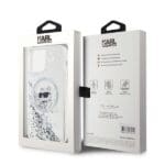 Karl Lagerfeld KLHMP12MLGCHSGH Hardcase transparent Liquid Glitter Choupette He iPhone 12 / 12 Pro Tok