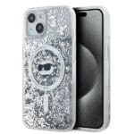 Karl Lagerfeld KLHMP13MLGCHSGH Hardcase transparent Liquid Glitter Choupette Head Mags iPhone 13 Tok