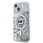 Karl Lagerfeld KLHMP13MLGCHSGH Hardcase transparent Liquid Glitter Choupette Head Mags iPhone 13 Tok