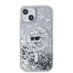 Karl Lagerfeld KLHMP13MLGCHSGH Hardcase transparent Liquid Glitter Choupette Head Mags iPhone 13 Tok