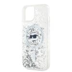 Karl Lagerfeld KLHMP13MLGCHSGH Hardcase transparent Liquid Glitter Choupette Head Mags iPhone 13 Tok
