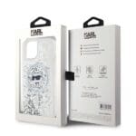 Karl Lagerfeld KLHMP13MLGCHSGH Hardcase transparent Liquid Glitter Choupette Head Mags iPhone 13 Tok