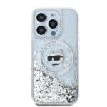 Karl Lagerfeld KLHMP14LLGCHSGH Hardcase transparent Liquid Glitter Choupette Head iPhone 14 Pro Tok