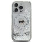 Karl Lagerfeld KLHMP16LLGKISGH Hardcase transparent Liquid Glitter Karl Head Magsa iPhone 16 Pro Max Tok