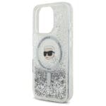 Karl Lagerfeld KLHMP16LLGKISGH Hardcase transparent Liquid Glitter Karl Head Magsa iPhone 16 Pro Max Tok