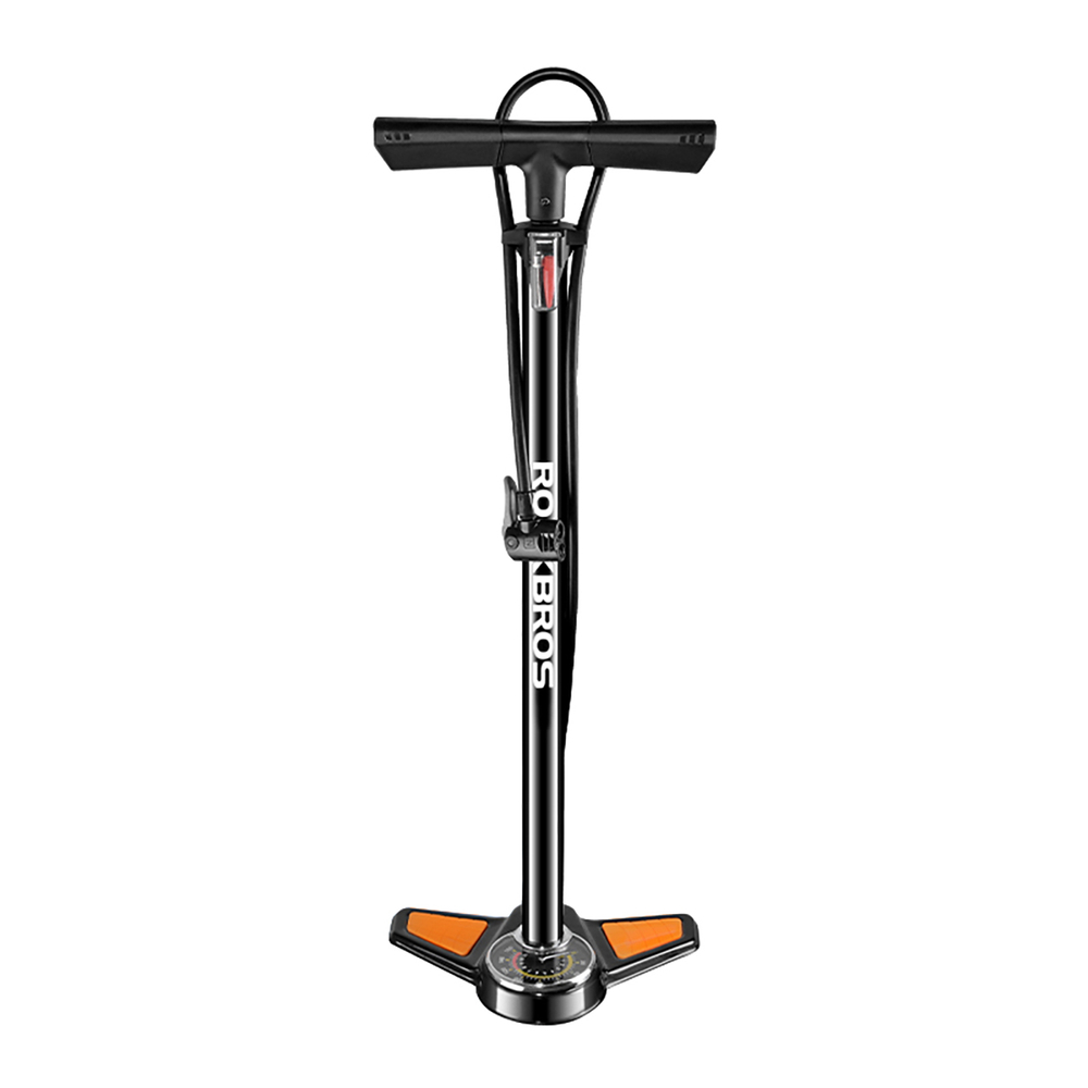 Rockbros Gp6532B Floor Pump With Pressure Gauge Black And Orange